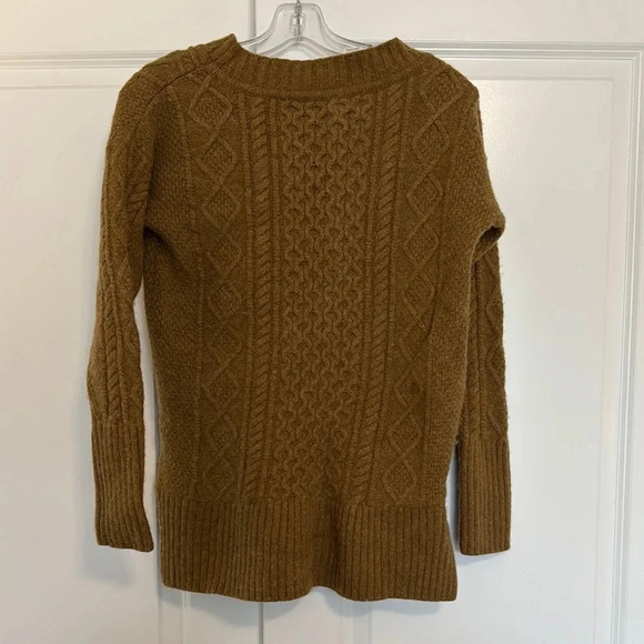 J. Crew Cable-knit patchwork tunic sweater Camel/Tan/Brown Size Small Chunky - Picture 10 of 13
